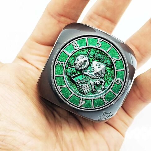 DND Spinner Dice, Unique Metal 7 in 1 D&D Cube Fidget Dice with 3D Relief for Dungeons and Dragon, Fantasy Role Playing Game Tabletop RPG Accessories Gift for DM & Player (Copper-Blue) in Kuwait