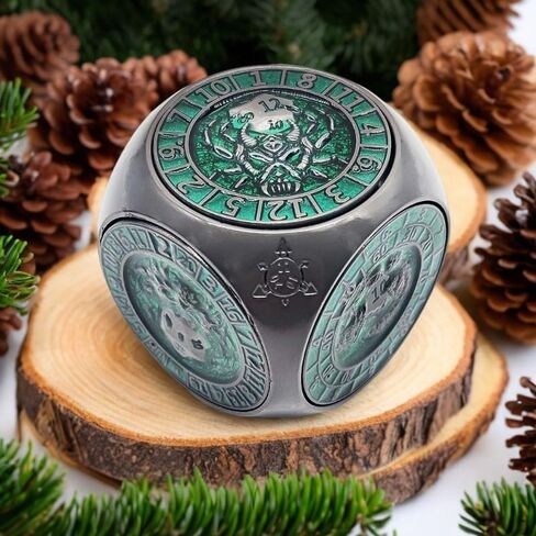 DND Spinner Dice, Unique Metal 7 in 1 D&D Cube Fidget Dice with 3D Relief for Dungeons and Dragon, Fantasy Role Playing Game Tabletop RPG Accessories Gift for DM & Player (Copper-Blue) in Kuwait