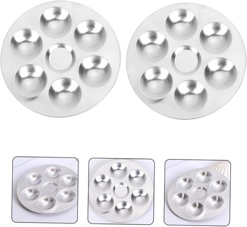 Gadpiparty 6-Caivity Round Aluminium Paint Palette Tray For STAIN FOR STAIN in Kuwait