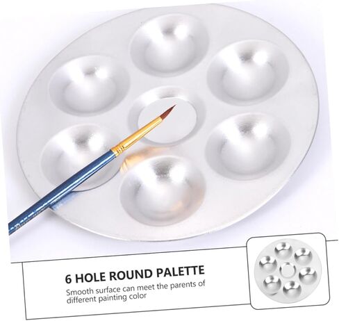 Gadpiparty 6-Caivity Round Aluminium Paint Palette Tray For STAIN FOR STAIN in Kuwait