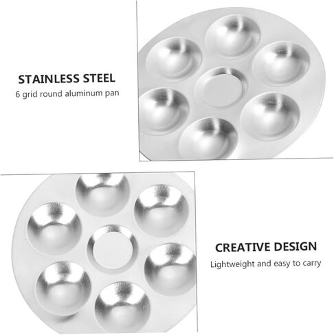 Gadpiparty 6-Caivity Round Aluminium Paint Palette Tray For STAIN FOR STAIN in Kuwait