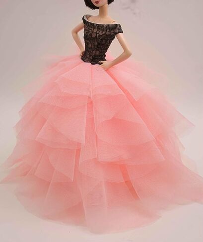 الكلاسيكية المصنوعة يدويًا الأسود والخوخ ، فستان حورية البحر ، فستان الزفاف من أجل 12 "Doll Doll & Doll غير مدرجة in Kuwait