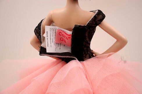 الكلاسيكية المصنوعة يدويًا الأسود والخوخ ، فستان حورية البحر ، فستان الزفاف من أجل 12 "Doll Doll & Doll غير مدرجة in Kuwait