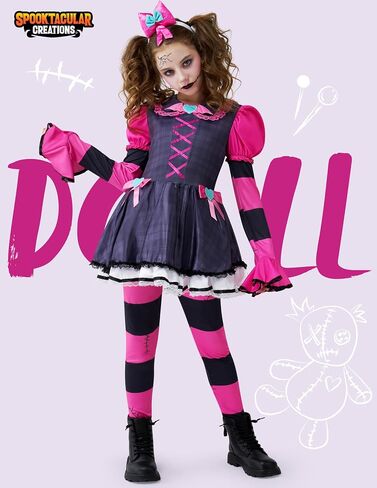 إبداعات spooktacular هالوين زاحف زي دمية مخيف للبنات ، أزياء الهالوين للأطفال ، جماعة الفتيات المخيفة. in Saudi Arabia