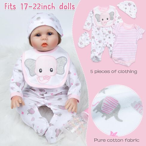 PEDOLLTREE 13 PCS Reborn Baby Doll Clothes Accessories Girl Accessories Outfit Pink Bassinet Set for 17-22 Inch Reborn Dolls,Newborn Baby Girl Doll Clothes & Blanket in Saudi Arabia