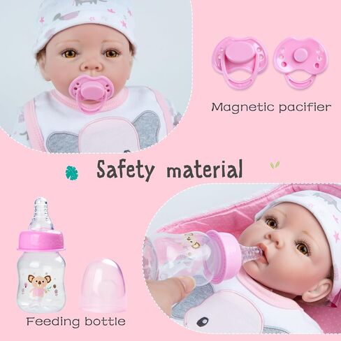 PEDOLLTREE 13 PCS Reborn Baby Doll Clothes Accessories Girl Accessories Outfit Pink Bassinet Set for 17-22 Inch Reborn Dolls,Newborn Baby Girl Doll Clothes & Blanket in Saudi Arabia