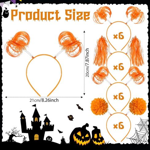 24 Pcs Pom Pom Headband Tinsel Wrapped Ponytails Head Bopper Headwear Hair Accessories Party Costume in Kuwait