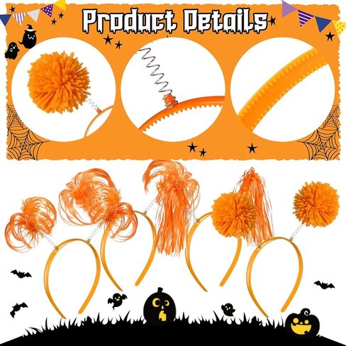 24 Pcs Pom Pom Headband Tinsel Wrapped Ponytails Head Bopper Headwear Hair Accessories Party Costume in Kuwait