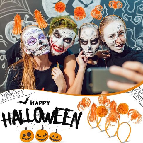 24 Pcs Pom Pom Headband Tinsel Wrapped Ponytails Head Bopper Headwear Hair Accessories Party Costume in Kuwait