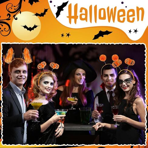 24 Pcs Pom Pom Headband Tinsel Wrapped Ponytails Head Bopper Headwear Hair Accessories Party Costume in Kuwait