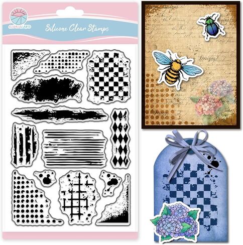 Globleland Grunge Texture ختم واضحة لبقع فرشاة Scrapbooking Slims Silicone Stamps حبر الخلفية ختم شفاف لصنع البطاقات DIY Journaling Journaling in Saudi Arabia