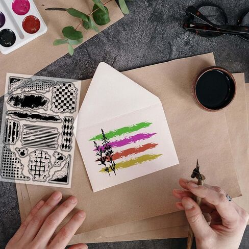 Globleland Grunge Texture ختم واضحة لبقع فرشاة Scrapbooking Slims Silicone Stamps حبر الخلفية ختم شفاف لصنع البطاقات DIY Journaling Journaling in Saudi Arabia
