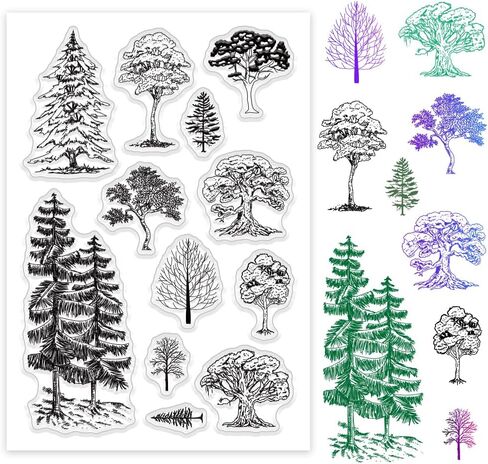 PH Pandahall Forest Tree ختمات صافية لصنع البطاقات ، Grove Pine Trees Craft Stamp Stamprent Silicone Stamp Stamp Stamp Rubber Stamp for DIY Scrapbooking Stamp Photo Photo Cragting Journal Decor in Saudi Arabia