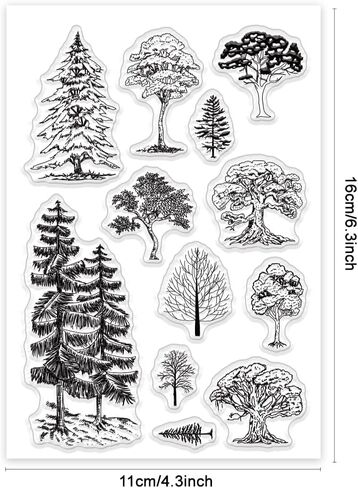 PH Pandahall Forest Tree ختمات صافية لصنع البطاقات ، Grove Pine Trees Craft Stamp Stamprent Silicone Stamp Stamp Stamp Rubber Stamp for DIY Scrapbooking Stamp Photo Photo Cragting Journal Decor in Saudi Arabia