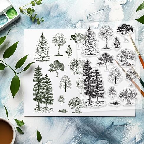 PH Pandahall Forest Tree ختمات صافية لصنع البطاقات ، Grove Pine Trees Craft Stamp Stamprent Silicone Stamp Stamp Stamp Rubber Stamp for DIY Scrapbooking Stamp Photo Photo Cragting Journal Decor in Saudi Arabia