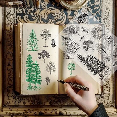PH Pandahall Forest Tree ختمات صافية لصنع البطاقات ، Grove Pine Trees Craft Stamp Stamprent Silicone Stamp Stamp Stamp Rubber Stamp for DIY Scrapbooking Stamp Photo Photo Cragting Journal Decor in Saudi Arabia