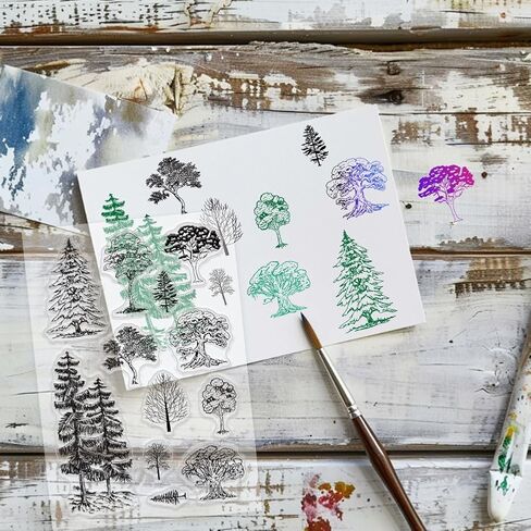PH Pandahall Forest Tree ختمات صافية لصنع البطاقات ، Grove Pine Trees Craft Stamp Stamprent Silicone Stamp Stamp Stamp Rubber Stamp for DIY Scrapbooking Stamp Photo Photo Cragting Journal Decor in Saudi Arabia