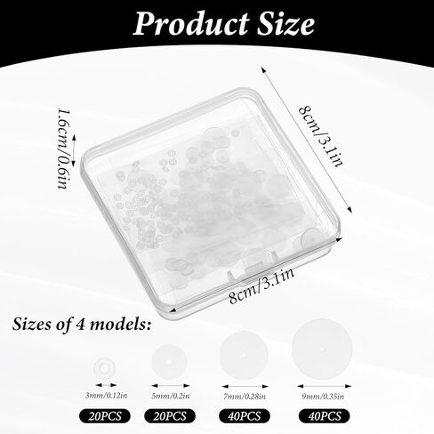 120 PCS سيليكون قرط البوابات السدادات للثقب ، 3/5/7/9 ملم أقراط السيليكون واضحة القرص للأقراط أقراص ثقب الأذن بقع دعم EARLOBE لخارقة عثرة in Kuwait