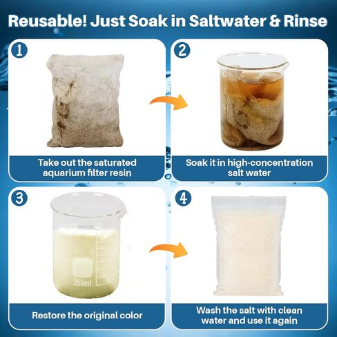 3PCS Aquarium Resin - Organic Filtration Resin Remove Driftwood Tannins,Aquarium Filter Media Bags for Aquarium, Freshwater and Saltwater, Fish Tank,Trutle, Pond in Saudi Arabia