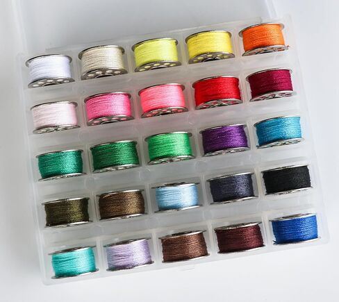 25pcs بكرات معدنية وخياطة خياطة مع قضية للمغني Babylock Janome Elna ، ألوان متنوعة قبل البكرات المسبقة ل Diyers in Kuwait