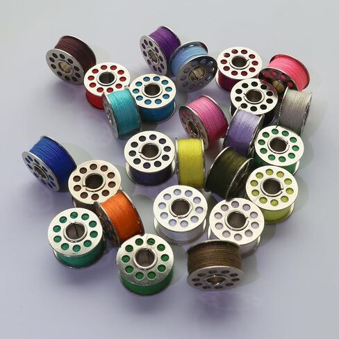 25pcs بكرات معدنية وخياطة خياطة مع قضية للمغني Babylock Janome Elna ، ألوان متنوعة قبل البكرات المسبقة ل Diyers in Kuwait