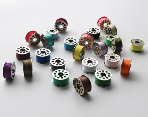 25pcs بكرات معدنية وخياطة خياطة مع قضية للمغني Babylock Janome Elna ، ألوان متنوعة قبل البكرات المسبقة ل Diyers in Kuwait