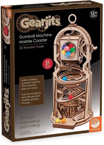 MindWare Gearjits: Gumball Machine Marble Coaster – Wooden 3D Building Puzzle for Teens & Adults – DIY STEM Building Toys for Kids – Fun for Adults Too – Ages 12 and Up in Saudi Arabia