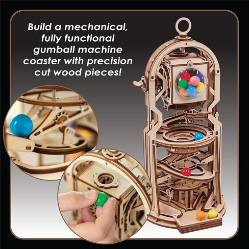 MindWare Gearjits: Gumball Machine Marble Coaster – Wooden 3D Building Puzzle for Teens & Adults – DIY STEM Building Toys for Kids – Fun for Adults Too – Ages 12 and Up in Saudi Arabia