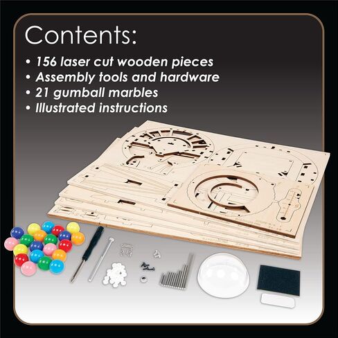 MindWare Gearjits: Gumball Machine Marble Coaster – Wooden 3D Building Puzzle for Teens & Adults – DIY STEM Building Toys for Kids – Fun for Adults Too – Ages 12 and Up in Saudi Arabia