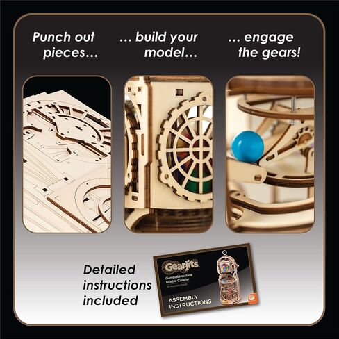 MindWare Gearjits: Gumball Machine Marble Coaster – Wooden 3D Building Puzzle for Teens & Adults – DIY STEM Building Toys for Kids – Fun for Adults Too – Ages 12 and Up in Saudi Arabia