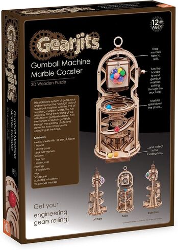 MindWare Gearjits: Gumball Machine Marble Coaster – Wooden 3D Building Puzzle for Teens & Adults – DIY STEM Building Toys for Kids – Fun for Adults Too – Ages 12 and Up in Saudi Arabia