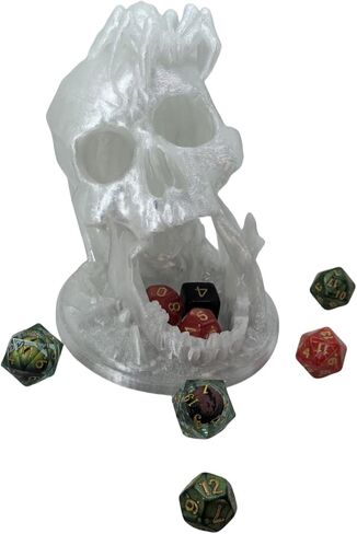 زنزانة برج Skull Dice Tower و Dragons RPG ABLETOP Gameing Game Game D&D (Random 7PCS D20 DICE SET) Crystal in Kuwait