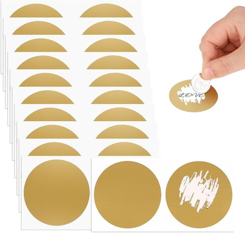 2 Inch Scratch Off Stickers, 50 Pack Scratch Off Cards DIY Self-Adhesive Circle Scratch Off Labels for Making Surprise Reward Cards Lottery Tickets and Raffle Ticket Games Creating (Gold) in Saudi Arabia