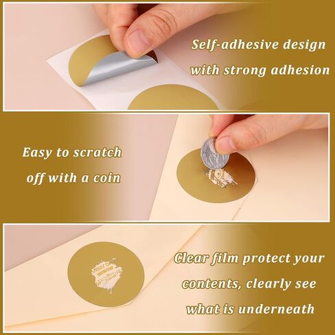 2 Inch Scratch Off Stickers, 50 Pack Scratch Off Cards DIY Self-Adhesive Circle Scratch Off Labels for Making Surprise Reward Cards Lottery Tickets and Raffle Ticket Games Creating (Gold) in Saudi Arabia