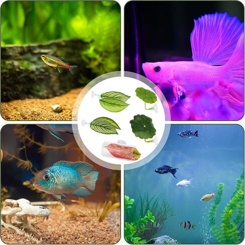 5pcs Betta Hammock Set, Plastic Adjustable Betta Leaf Hammock with Suction Cup & Clear Tube Tunnel Beta Bed Resting Spot Small Fish Toys Aquarium Hideout Beta Fish Tank Decorations Decor Accessories in Saudi Arabia