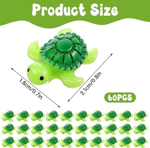 60 PCS تماثيل سلحفاة راتنجات أخضر صغيرة ، تماثيل سلحفاة البحر الصغيرة اللطيفة للسلاحف الصغيرة المصغرة لحوالي الحوض الجنية. in Saudi Arabia