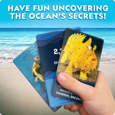 National Geographic Anyone's Guess Ocean Animals Trivia Cards - Kids Trivia Card Game with 55 Jumbo Cards, Animal Games, Kids Trivia Game in Kuwait