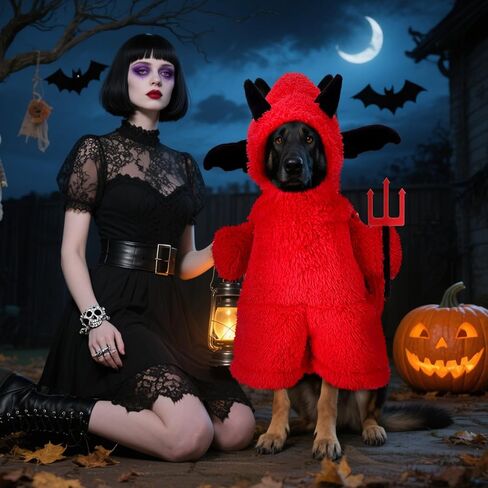 Halloween Dog Costume Devil Plush Hoodie, Funny Pet Puppy Outfit Soft Velvet Dog Clothes Apparel for Halloween Party(Small Size) in Saudi Arabia