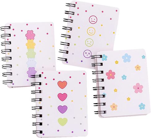 YIHUANYIFA 4pcs Mini Spiral Notebooks Supplies Blank 4.13 x3.14 Inch Hardcover 160 Pages Journals for Work Students Study and Notes (4, White A) in Saudi Arabia