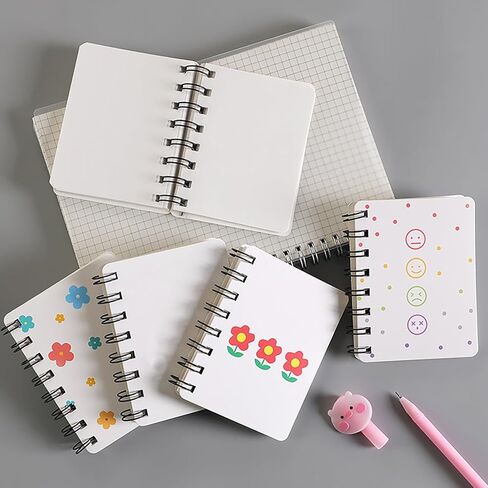 YIHUANYIFA 4pcs Mini Spiral Notebooks Supplies Blank 4.13 x3.14 Inch Hardcover 160 Pages Journals for Work Students Study and Notes (4, White A) in Saudi Arabia