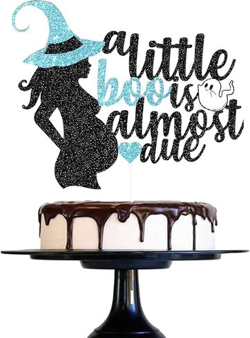 Blue Glitter A Little Boo is Almost Due Cake Topper Baby Shower Decorations for Halloween Boy Cake Decorations in Saudi Arabia