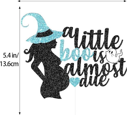 Blue Glitter A Little Boo is Almost Due Cake Topper Baby Shower Decorations for Halloween Boy Cake Decorations in Saudi Arabia