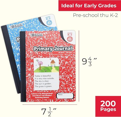 BAZIC Primary Journal Composition Book Marble, 100 Sheet Drawing & Writing Grades K- 2 Notebook Journal Comp Notebooks for Kindergarten School, 48-Pack in Saudi Arabia