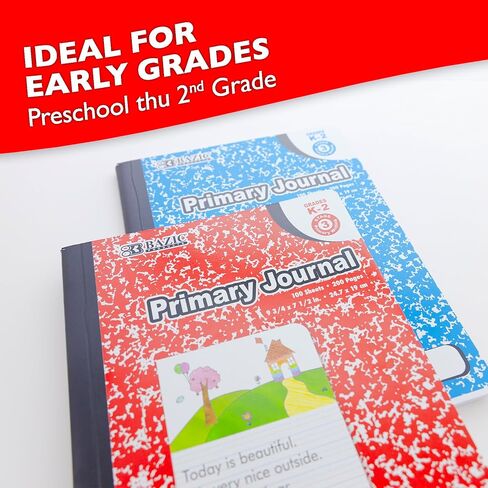 BAZIC Primary Journal Composition Book Marble, 100 Sheet Drawing & Writing Grades K- 2 Notebook Journal Comp Notebooks for Kindergarten School, 48-Pack in Saudi Arabia