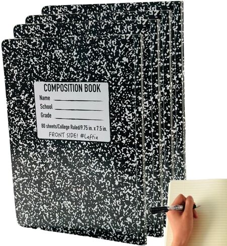 دفتر ملاحظات King Mills Left Handed ، 9.75 '' X 7.5 '' دفاتر الملاحظات اليسرى ، والغطاء الصلب الرخام الأسود اليسرى الدفاتر اليسرى للبالغين والمدرسة ، و 160 صفحة ، تحكم الكلية. 2pk in Kuwait