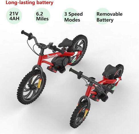 دراجة التوازن الكهربائي KB16 ، Max Speed ​​10 MPH Kids Dirt Bike ، عجلات 16 بوصة ، محرك 24 فولت ، ركوب بالطاقة البطارية على لعبة ، تتراوح أعمارهم بين 4 و 9 سنوات (أحمر) in Kuwait