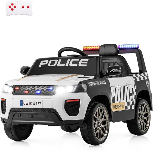 ركوب سيارة Costzon Police On ، بطارية 12 فولت بطارية سيارات COP مع التحكم عن بعد ، مصابيح وميض LED ، الموسيقى ، قرن ، صفارات الإنذار ، تعليق الربيع ، السيارات الكهربائية للأطفال الذين تتراوح أعمارهم بين 3-8 (أسود داكن) in Saudi Arabia