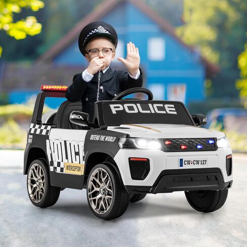 ركوب سيارة Costzon Police On ، بطارية 12 فولت بطارية سيارات COP مع التحكم عن بعد ، مصابيح وميض LED ، الموسيقى ، قرن ، صفارات الإنذار ، تعليق الربيع ، السيارات الكهربائية للأطفال الذين تتراوح أعمارهم بين 3-8 (أسود داكن) in Saudi Arabia