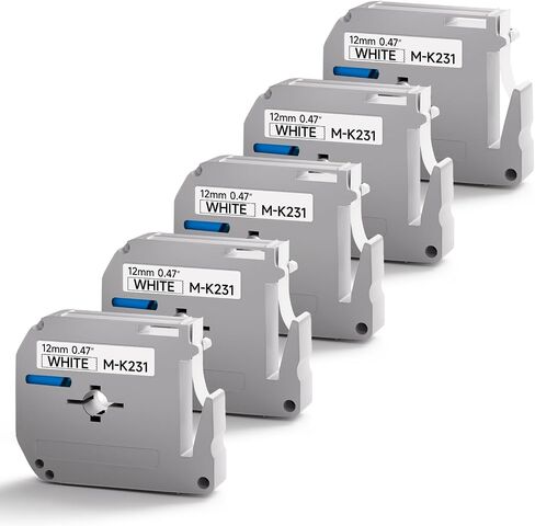 متوافق مع شريط Maker Label Maker Maker M-K231 MK231 M231 M ، 12 مم 0.47 "، ل PT-M95 PT-85 PT-90 PT-70BM PT-65 PRINTER in Kuwait