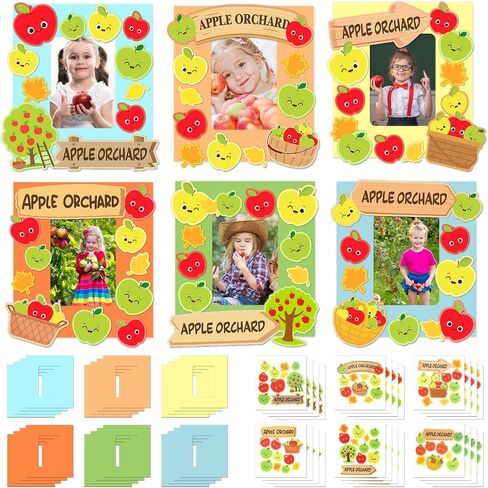 24 مجموعة أبل الحرف اليدوية ، إطارات الصور الحرف الكبرى DIY Apple Orchard Patch Magnet Photo Photo Frames Art and Craft for Autumn Harvest Party Party Favors Classroom Actors in Saudi Arabia